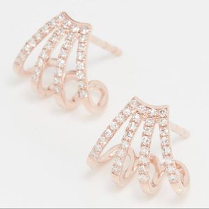 EF Collection 14K Rose Gold Diamond Multi Huggie Earrings Pair